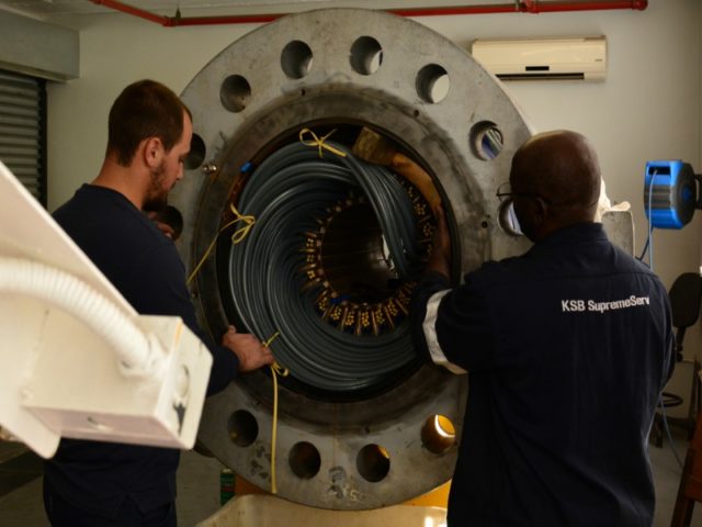 KSB Worker fixing a huge motor