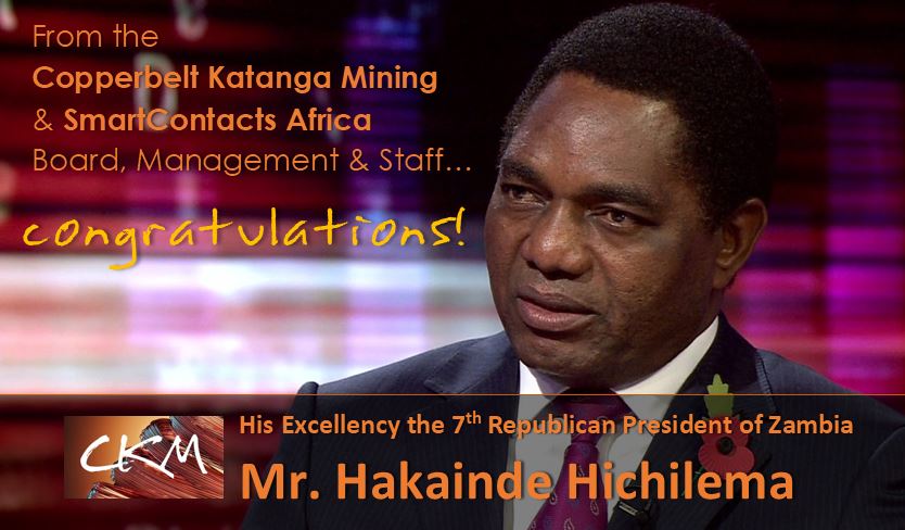 Copperbelt Katanga Mining congratulate His Excellence, Mr Hakainde Hichilema 1