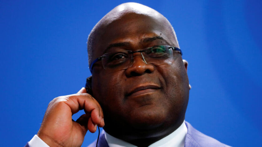 FILE PHOTO: German Chancellor Angela Merkel and Congo’s President Felix Antoine Tshilombo Tshisekedi attend a news conference at the Chancellery in Berlin