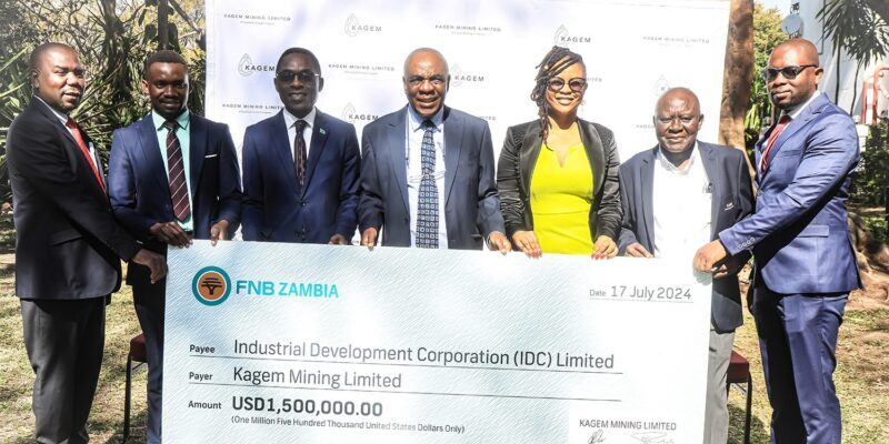 Kagem delivers ZMW 38 million (USD 1.5 million) dividend to the IDC 1